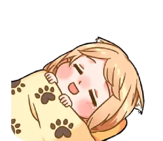 😴 dormire, anime, carino, coperta, zampe di gatto, chibi telegram sticker