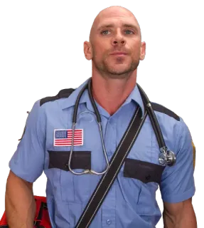 🚑 lekarz, mundur, flaga amerykańska, ratownik medyczny, stetoskop telegram sticker