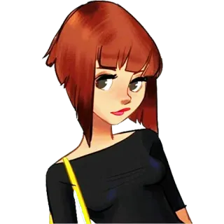 🖤 femme, fille, portrait, illustration, personnage, dessin animé telegram sticker