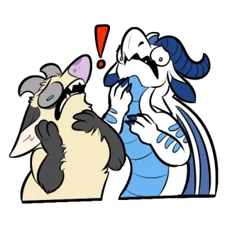 ‼ 卡通, 贴纸, 龙, 山羊, 幻想 telegram sticker