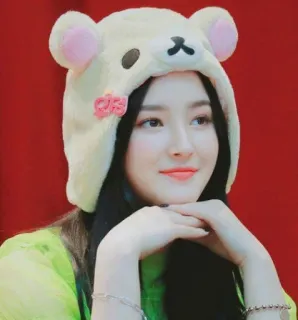 🧚‍♀ wanita, korea, imut, topi beruang whatsapp sticker