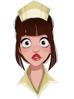 😳 женщина, медсестра, портрет, мультфильм, наклейка, винтаж telegram sticker