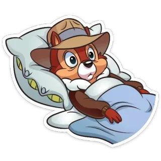 😴 Chip chipmunk, cartoon, bed, sleepy telegram sticker