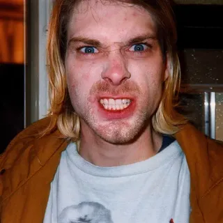 😚 Kurt Cobain 科特·柯本, 音乐家, 垃圾摇滚, 涅槃乐队, 肖像, 歌手, 愤怒 telegram sticker