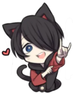 🎸 кошачьи ушки, аниме, милый, каваий, чиби, мультфильм, наклейка whatsapp sticker