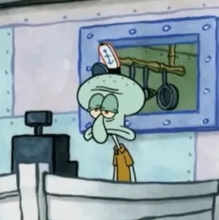 🍔 Squidward Spongebob Squarepants Carlo Tentacule, humeur, triste, Nickelodeon, dessin animé, Bob l'éponge telegram sticker