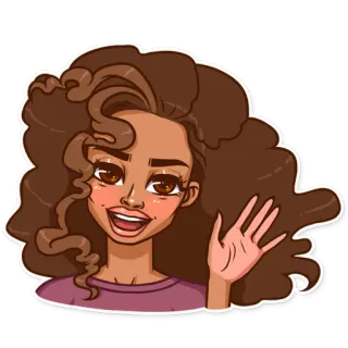 👋 woman, cartoon, waving, greeting, happy, friendly telegram sticker