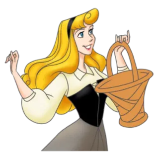 😄 Aurora Sleeping Beauty Prinzessin, Disney, Cartoon, blond, Korb telegram sticker