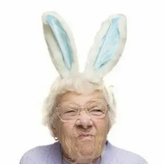 🤪 Pasqua, nonna, orecchie da coniglio, anziano/a, divertente, donna, occhiali telegram sticker