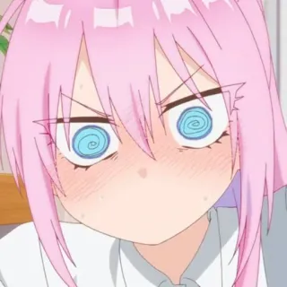 🍧 Anime, Cartoon, Pinke Haare, Verwirrt, Augen, Sticker telegram sticker