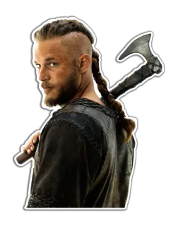 😕 Ragnar Lothbrok Vikings 바이킹, 도끼, 전사, 라그나르, 트래비스 핌멜, 역사 telegram sticker