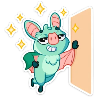 🥴 dơi, hoạt hình, động vật, lấp lánh, dễ thương, kawaii, nhãn dán, kỳ quặc telegram sticker