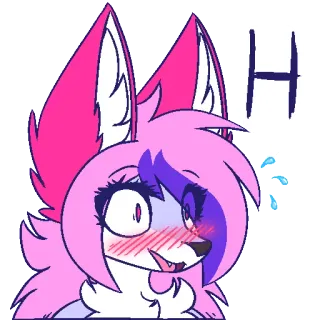 😳 H Cartoon, Tier, Fuchs, Furry, Pink, Lila telegram sticker