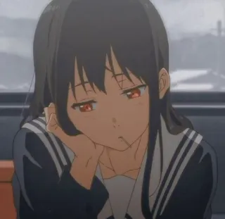 😟 ragazza anime, uniforme scolastica, personaggio, annoiata, carina telegram sticker