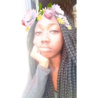 😔 mulher, retrato, menina, selfie, flores, beleza telegram sticker
