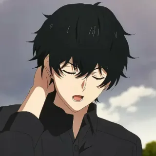 🕳 Anime, Personaje, Masculino, Pelo Negro, Ilustración whatsapp sticker