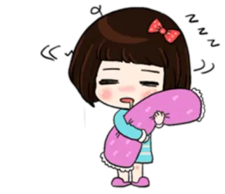 🤤 Cartoon, verschlafen, Mädchen, Kissen, süß, müde telegram sticker