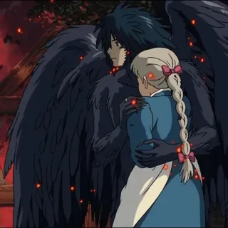 ⚜ Howl Howl's Moving Castle Anime, Fantasía, Romance, Personaje, Pareja, Abrazo, Studio Ghibli telegram sticker