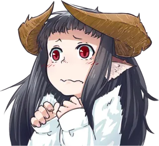 😦 Anime, Manga, Chica, Cuernos, Kawaii, Lindo, Demonio, Fantasía whatsapp sticker
