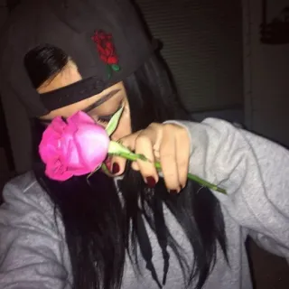 🌷 mulher, rosa, flor, retrato, menina, beleza telegram sticker