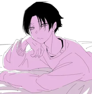 😏 Anime, Menino, Relaxante, Personagem, Rosa, Calmo, Arte, Ilustração telegram sticker