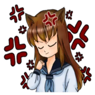 😡 Anime, Kocica, Zły, Kreskówka, Meme telegram sticker