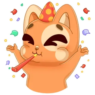 🥳 mèo, tiệc, lễ kỷ niệm, hoa giấy, dễ thương, phim hoạt hình telegram sticker
