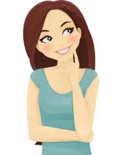 😁 Frau, denken, Cartoon, Mädchen, lächelnd whatsapp sticker