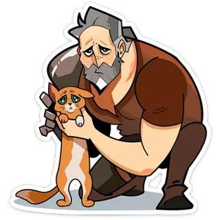⭐ sad, cat, man, cartoon, character, emotion telegram sticker