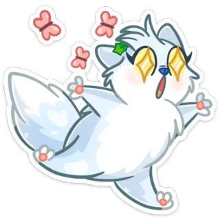 🦋 mèo, dễ thương, kawaii, động vật, bướm, vui vẻ, đáng yêu, nhãn dán telegram sticker