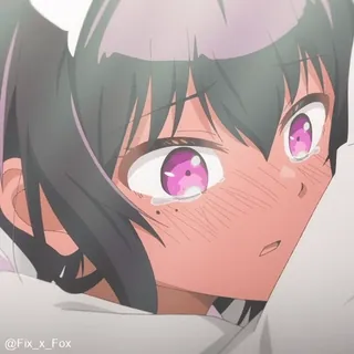 😥 @Fix_x_Fox anime, girl, cute, crying, pink eyes, sad telegram sticker