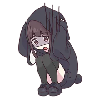 😰 Anime, Cartoon, Niedlich, Kawaii, Mädchen, Kapuzenpullover whatsapp sticker