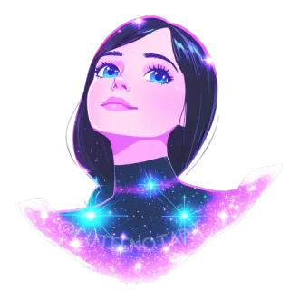 🌌 woman, galaxy, stars, sparkle, purple, dress, illustration, art telegram sticker