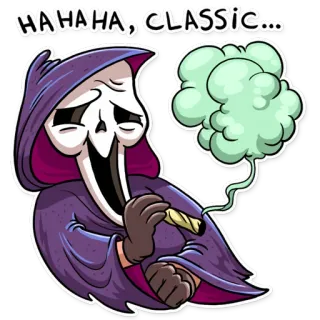 😏 HAHAHA, CLASSIC... ghostface, schrei, horror, gras, rauchen, stoner, halloween telegram sticker