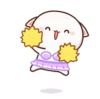 🥳 carino, cheerleader, cartone animato, kawaii, tifo, pon-pon, anime telegram sticker