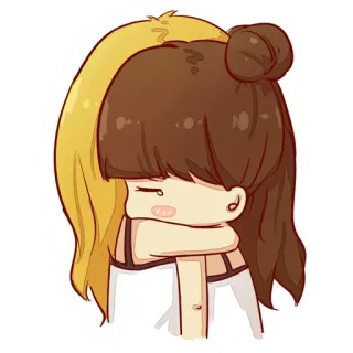 😢 desenho animado, menina, cabelo, chibi, fofo whatsapp sticker