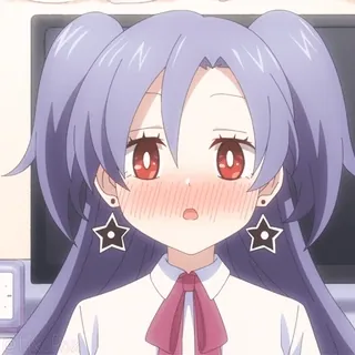 🥹 Anime, Kreskówka, Dziewczyna, Kolczyki gwiazdki, Róż, Urocze telegram sticker