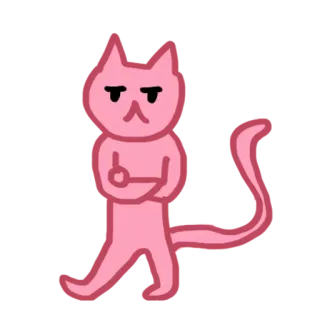 😑 gato, rosa, animal, dibujos animados, pegatina telegram sticker