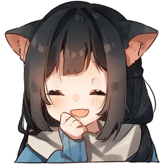 🤭 アニメ, 女の子, かわいい, 猫耳, 笑顔 telegram sticker