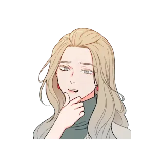 🤔 여자, 생각, 만화, 캐릭터, 일러스트 telegram sticker
