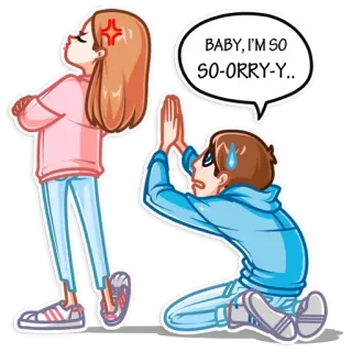 🙏 BABY, I'M SO SO-ORRY-Y.. Entschuldigung, Beziehung, Cartoon, Sorry, Liebe, Konflikt telegram sticker