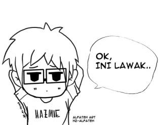 😑 OK, INI LAWAK.. desenho animado, anime, expressão, malaio, quadrinhos telegram sticker