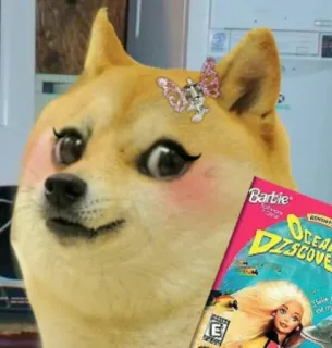 ☺️ Barbie Ocean Discovery doge, meme, barbie, océano, descubrimiento, juego, pegatina, divertido telegram sticker