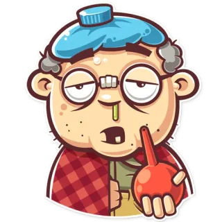 😷 enfermo, mal, resfriado, gripe, enema, anciano, bolsa de hielo telegram sticker