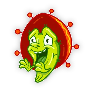 😦 virus, kartun, kuman, penyakit, sakit, hijau, karakter telegram sticker