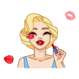 😘 femme, rouge à lèvres, beauté, maquillage, glamour, blonde, cosmétiques whatsapp sticker