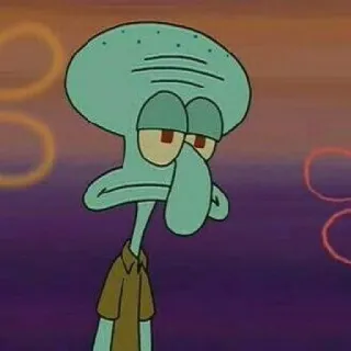 ⚓️ Squidward SpongeBob SquarePants calamar, dessin animé, nickelodeon, triste, lunatique telegram sticker