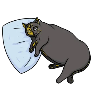 😢 猫, 睡觉, 枕头, 懒, 宠物, 动物 telegram sticker