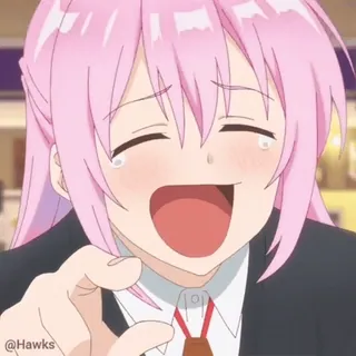 π @Hawks Anime, Cartone animato, Personaggio, Ragazza, Capelli rosa, Indicare whatsapp sticker