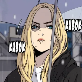 🥲 KUBOK Anime, Cartoon, Frau, Blonde Haare, Charakter whatsapp sticker